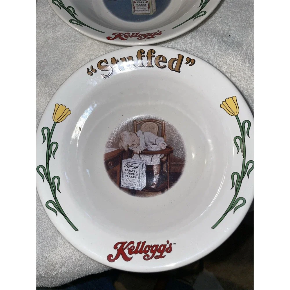 KELLOGG'S COLLECTIBLE CERAMIC CEREAL BOWLS - 90TH ANNIVERSARY 1996 - SET OF 4